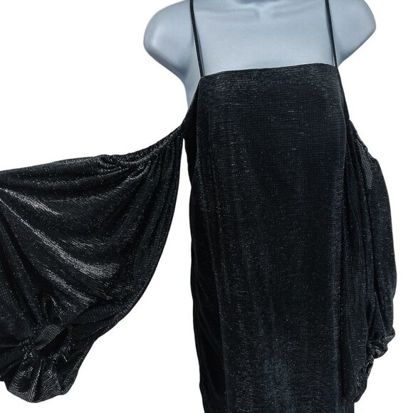 Shona Joy Esmeralda Metallic Glitter Off the Shoulder Balloon Sleeve Maxi Dress - Picture 9 of 14